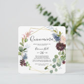 ブルゴーニュ金ゴールド幾何学クインセアニラ 招待状 (スタンド正面)