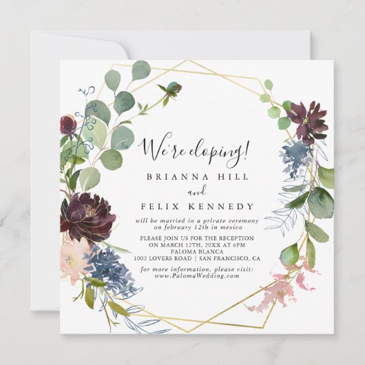 ブルゴーニュ金ゴールド幾何学展開披露宴 招待状 (正面)