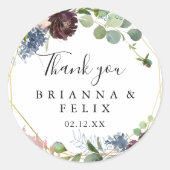 ブルゴーニュ金ゴールド幾何学感謝結婚式の引き出物 ラウンドシール (正面)