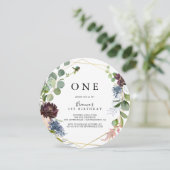 ブルゴーニュ金ゴールド幾何学最初の誕生日パーティー 招待状 (スタンド正面)