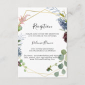 ブルゴーニュ金ゴールド幾何学的ウェディングレセプション エンクロージャーカード (正面)