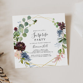 ブルゴーニュ金ゴールド幾何学的サプライズパーティー 招待状