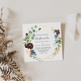 ブルゴーニュ金ゴールド幾何学的ヌエストラ結婚ボダズ 招待状