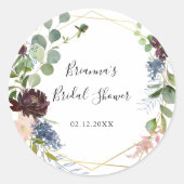 ブルゴーニュ金ゴールド幾何学的ブライダルシャワーの恩恵 ラウンドシール (正面)