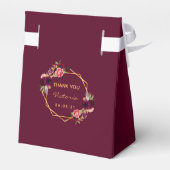 ブルゴーニュ金ゴールド幾何学的花模様女の子の赤ちゃんシャワー フェイバーボックス (裏面サイド)