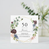 ブルゴーニュ金ゴールド幾何学的50th誕生日パーティー 招待状 (スタンド正面)