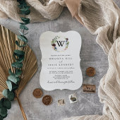 ブルゴーニュ金ゴールド幾何学結婚モノグラム 招待状