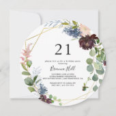 ブルゴーニュ金ゴールド幾何学長誕生日パーティー 招待状 (正面)