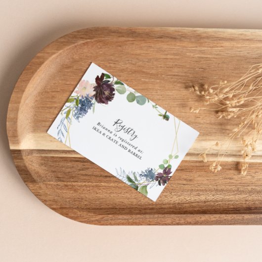 ブルゴーニュ金ゴールド幾何結婚ギフト登録簿 エンクロージャーカード