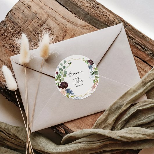 ブルゴーニュ金ゴールド幾何結婚封筒用シール スクエアシール