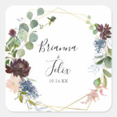 ブルゴーニュ金ゴールド幾何結婚封筒用シール スクエアシール (正面)