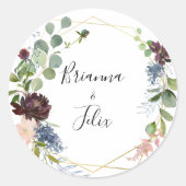 ブルゴーニュ金ゴールド幾何結婚封筒用シール ラウンドシール (正面)