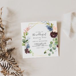 ブルゴーニュ金ゴールド幾何結婚The's 招待状