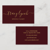 ブルゴーニュ金ゴールド手書き台本書道 名刺 (正面/裏面)