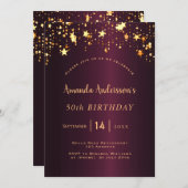 ブルゴーニュ金ゴールド星の誕生日 招待状 (正面/裏面)