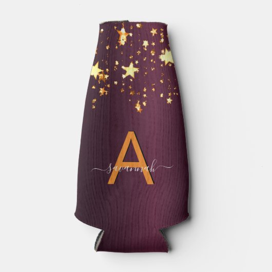 ブルゴーニュ金ゴールド星パーティーモノグラム名 ボトルクーラー (正面)