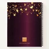 ブルゴーニュ金ゴールド星モノグラムエレガント名 ノートブック (裏面)