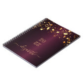 ブルゴーニュ金ゴールド星モノグラム名 ノートブック (左側)