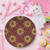 ブルゴーニュ金ゴールド星模様 ペーパープレート (パーティー)