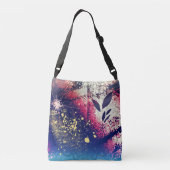 ブルゴーニュ金ゴールド植物輝く抽象芸術シグネチャー クロスボディバッグ (裏面)