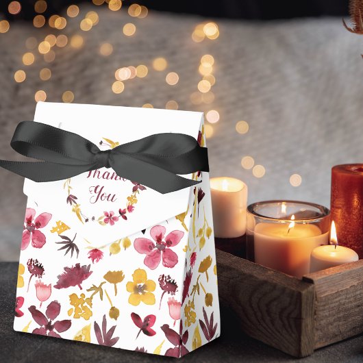 ブルゴーニュ金ゴールド水彩フローラありがとう フェイバーボックス