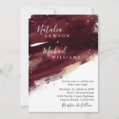 ブルゴーニュ金ゴールド水彩結婚式招待状 招待状 (正面)