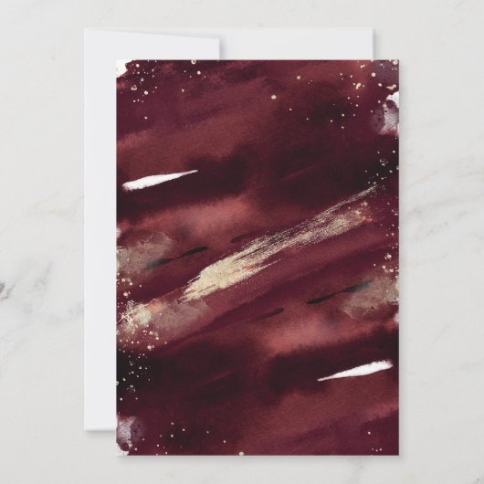 ブルゴーニュ金ゴールド水彩結婚式招待状 招待状 (裏面)