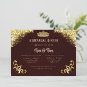 ブルゴーニュ金ゴールド王室のリハーサルディナー招待状 招待状 (スタンド正面)