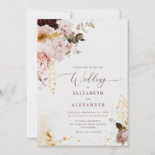 ブルゴーニュ金ゴールド秋エレガントな結婚式の招待状 招待状 (正面)