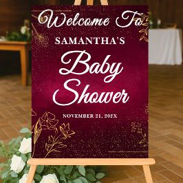 ブルゴーニュ金ゴールド秋ベビーシャワーウェルカム アクリルサイン