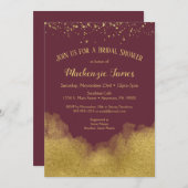 ブルゴーニュ金ゴールド紙吹雪ブライダルシャワー招待 招待状 (正面/裏面)