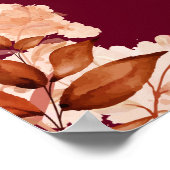 ブルゴーニュ金ゴールド素朴フローラ結婚の歓迎サイン ポスター (角)