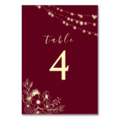 ブルゴーニュ金ゴールド結婚フローラのテーブル番号 テーブルナンバー (裏面)