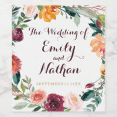 ブルゴーニュ金ゴールド結婚フローラのワインラベル ワインラベル (シングルラベル)