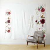 ブルゴーニュ金ゴールド結婚フローラの写真ブース背景 タペストリー (インサイチュ(横))