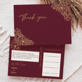 ブルゴーニュ金ゴールド結婚フローラの感謝はがき ポストカード