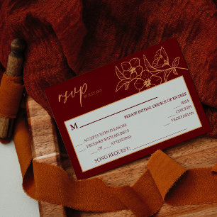 ブルゴーニュ金ゴールド結婚フローラの曲リクエストRSVP 出欠カード