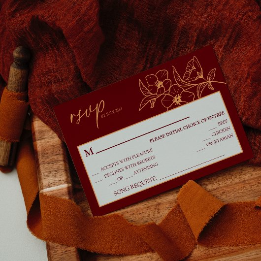 ブルゴーニュ金ゴールド結婚フローラの曲リクエストRSVP 出欠カード