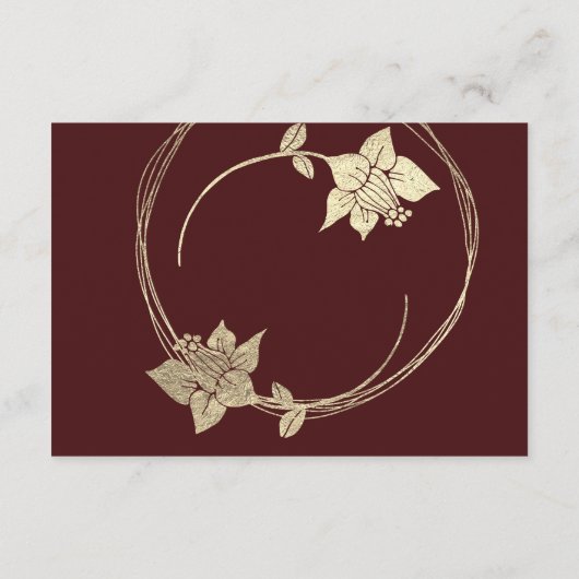 ブルゴーニュ金ゴールド結婚フローラズホテルアコモデーション エンクロージャーカード (裏面)