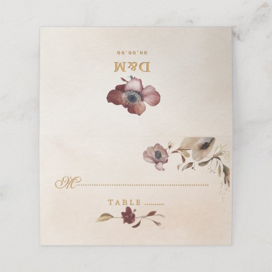 ブルゴーニュ金ゴールド結婚フローラ座席表 プレイスカード (外部開封)