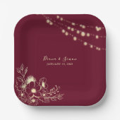 ブルゴーニュ金ゴールド結婚フローラ紙プレート ペーパープレート (正面)