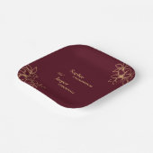 ブルゴーニュ金ゴールド結婚フローラ紙プレート ペーパープレート (傾斜あり)