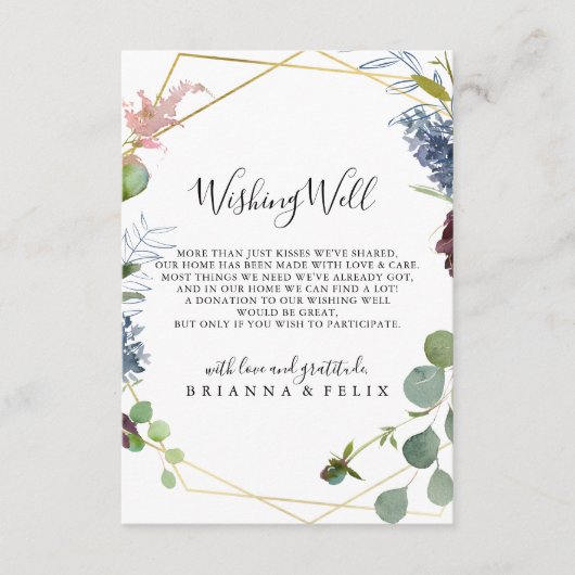 ブルゴーニュ金ゴールド結婚幾何学模様の願い井戸 エンクロージャーカード (正面)