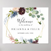 ブルゴーニュ金ゴールド結婚幾何学記号 ポスター (正面)