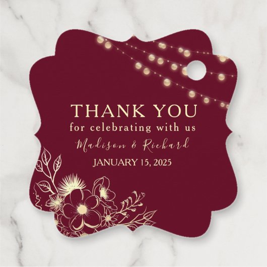 ブルゴーニュ金ゴールド結婚式の引き出物サンキューユーラベル フェイバータグ (裏面)
