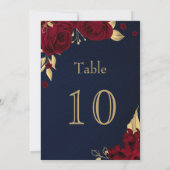 ブルゴーニュ金ゴールド花ネイビーブルーテーブル 招待状 (裏面)