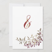 ブルゴーニュ金ゴールド葉グリッターフローラホワ結婚イト 招待状 (裏面)