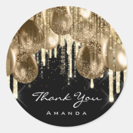 ブルゴーニュ金ゴールド記念日グリッター風船ドリップ ラウンドシール