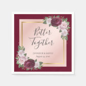 ブルゴーニュ金ゴールド赤面結婚フローラのナプキン スタンダードカクテルナプキン (正面)