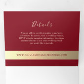 ブルゴーニュ金ゴールド3-in-1結婚式招待状 三つ折り招待状 (内部最初)